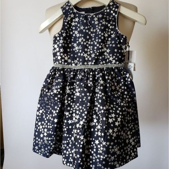 NWT 3T Toddler Navy and Silver Stars Dress - Picture 1 of 5